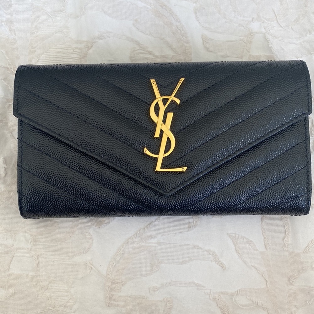 Saint Laurent Black Chevron Wallet